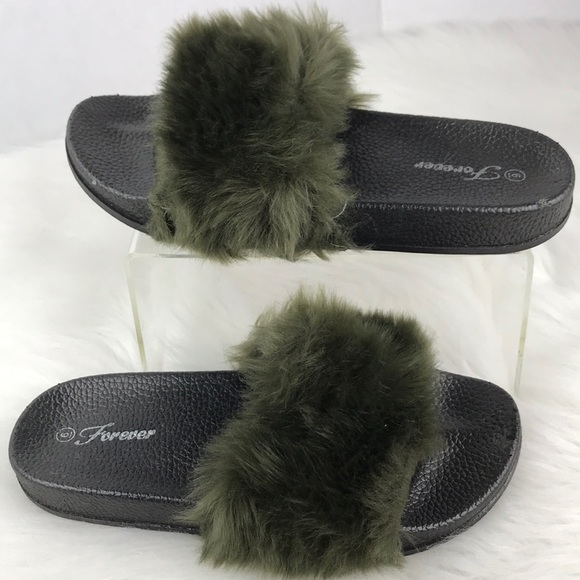 Forever Shoes - ✅Olive Fur Sandals